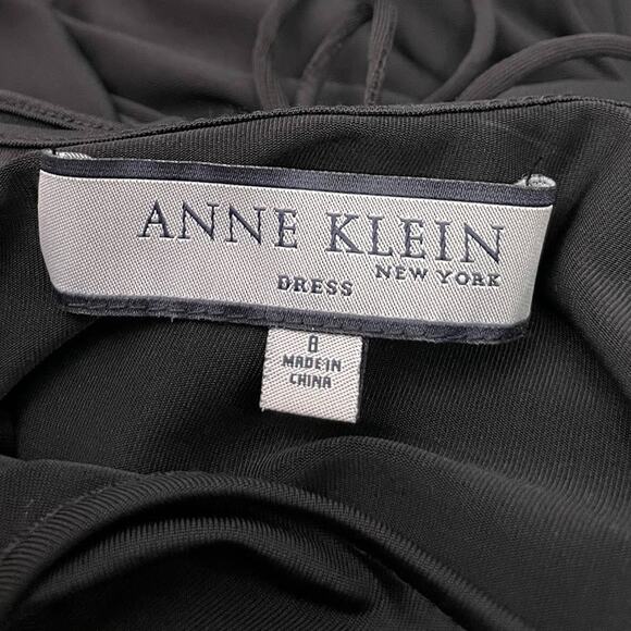 Anne Klein Size 8 Black Slinky Knit Dress Party Elegant Holiday Drape Neck Fairy - Picture 5 of 11